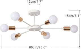 img 2 attached to 🔆 Vintage Industrial 6-Light White Sputnik Chandelier: KCO Lighting Semi Flush Mount Ceiling Light for Kitchen, Living, Dining Room, and Bedroom