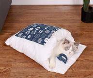 🐱 winter cat sleeping bag bed - cozy pet calming house warming mat carpets with pillow for anxiety (l) logo