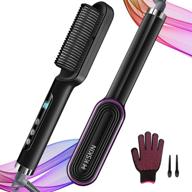 ⚡️ fast heating hair straightener brush - 3-in-1 digital display comb with 9 temp settings, anti scald ceramic iron for thick hair - 30 min auto-off logo