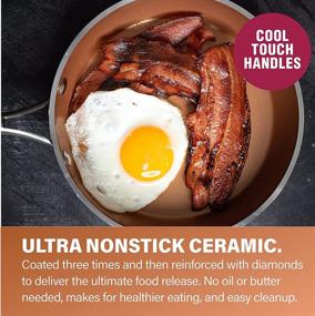 img 2 attached to 🍳 Premium Ceramic Cookware Set: 10-Piece Pots and Pans Collection with Triple Coated Ultra Nonstick Surface, Even Heating, Oven & Stovetop Safe – Hammered Copper Finish