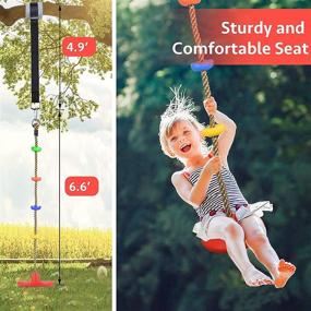 img 3 attached to 🌳 Fun and Safe Tree Swing for Kids: Disc Swing with Climbing Rope, Platforms, and More!