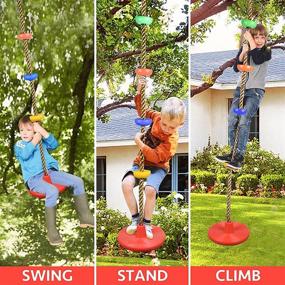 img 2 attached to 🌳 Fun and Safe Tree Swing for Kids: Disc Swing with Climbing Rope, Platforms, and More!