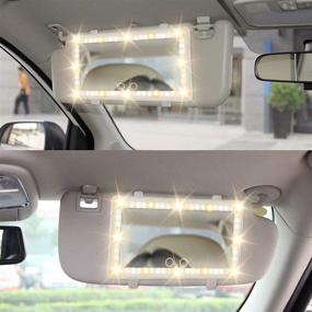 img 3 attached to Car Visor Mirror Car Makeup Mirror With LED Lights For Car Truck SUV Rear View Mirror Sun-Shading Cosmetic Mirror With Touch Screen USB Power (White)