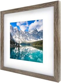 img 3 attached to 🖼️ Emeyart 12x12 Frame - Rustic Style Wooden Picture Frames for Wall Mounting - Brown, Display 8x8 Pictures with Mat or 12x12 Photos Without Mat