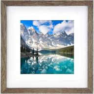 🖼️ emeyart 12x12 frame - rustic style wooden picture frames for wall mounting - brown, display 8x8 pictures with mat or 12x12 photos without mat логотип