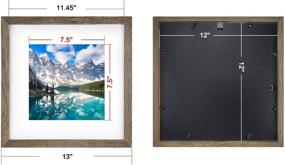 img 2 attached to 🖼️ Emeyart 12x12 Frame - Rustic Style Wooden Picture Frames for Wall Mounting - Brown, Display 8x8 Pictures with Mat or 12x12 Photos Without Mat