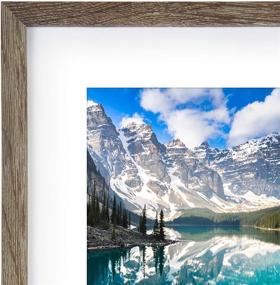 img 1 attached to 🖼️ Emeyart 12x12 Frame - Rustic Style Wooden Picture Frames for Wall Mounting - Brown, Display 8x8 Pictures with Mat or 12x12 Photos Without Mat