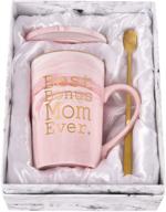 best mom ever mug | mom gifts for women | novelty gifts from daughter / son | mothers day idea | mom for mom | marble coffee mug set | box, spoon, coaster included | 14oz pink logo