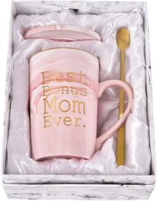 img 4 attached to Best Mom Ever Mug | Mom Gifts for Women | Novelty Gifts from Daughter / Son | Mothers Day Idea | Mom for Mom | Marble Coffee Mug Set | Box, Spoon, Coaster Included | 14Oz Pink