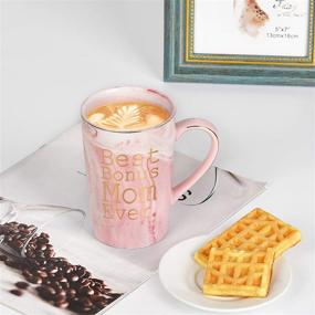 img 2 attached to Best Mom Ever Mug | Mom Gifts for Women | Novelty Gifts from Daughter / Son | Mothers Day Idea | Mom for Mom | Marble Coffee Mug Set | Box, Spoon, Coaster Included | 14Oz Pink