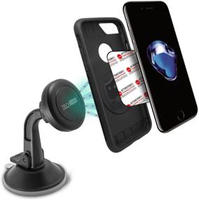 img 2 attached to TechMatte Car Phone Mount: Magnetic-Dashboard Phone Holder with Strong Magnetic Technology - Universal Smartphone Compatibility (Black)