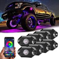 🚗 ychow-tech рок-фары rgb led: комплект из 8 подсветок мультиколорного неона для автомобиля, грузовика, внедорожника, утв и атв - управление через приложение bluetooth, режим мигания под музыку, функция таймера. логотип