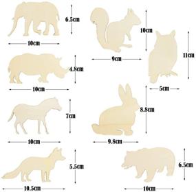 img 3 attached to 🦊 48 Pack Unfinished Wooden Woodland Forest Animal Life Cutouts - Bear, Fox, Elephant, Rabbit, Squirrel, Horse, Rhinoceros, Owl Shapes for DIY Craft Art Project & Home Decor Ornament (6 PCS/Shape)