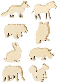 img 4 attached to 🦊 48 Pack Unfinished Wooden Woodland Forest Animal Life Cutouts - Bear, Fox, Elephant, Rabbit, Squirrel, Horse, Rhinoceros, Owl Shapes for DIY Craft Art Project & Home Decor Ornament (6 PCS/Shape)