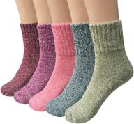 warm and cozy: loritta 5 pairs womens wool socks, perfect vintage winter knitwear and thoughtful gifts logo