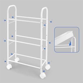 img 1 attached to White 3-Tier Metal Rolling Storage Cart with Plastic Basket for Kitchen and Bathroom - Convenient Utility Organizer Cart with 2 Lockable Wheels