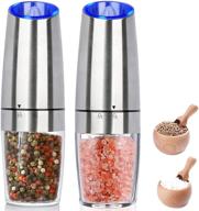 premium stainless steel gravity electric salt and pepper grinder set - 🧂 battery operated, automatic mills with adjustable coarseness - one-handed operation - 2 pack logo