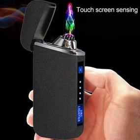 img 2 attached to 🔥 Matte Black Vaglory Dual Arc Plasma Lighter - USB Rechargeable, Windproof, LED Battery Indicator Lights, Touch Sensor Switch