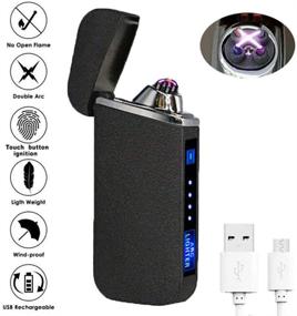 img 3 attached to 🔥 Matte Black Vaglory Dual Arc Plasma Lighter - USB Rechargeable, Windproof, LED Battery Indicator Lights, Touch Sensor Switch