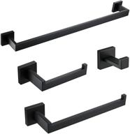 bagnolux 4-piece stainless steel matte black bathroom hardware accessories set: 24 inch towel bar, toilet paper holder, hand towel rod, and towel hook (matte black, 24 inch) logo