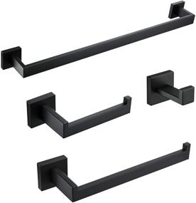 img 4 attached to BAGNOLUX 4-Piece Stainless Steel Matte Black Bathroom Hardware Accessories Set: 24 inch Towel Bar, Toilet Paper Holder, Hand Towel Rod, and Towel Hook (Matte Black, 24 inch)