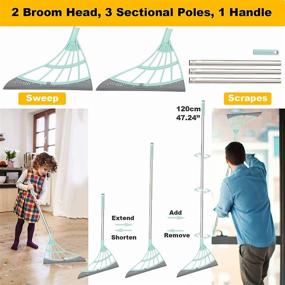 img 3 attached to 🧹 Premium Green Silicone Broom Set: 2 Pack Multifunction Magic Broom for Effortless Cleaning - Ideal for Floors, Windows, and Pet Hair