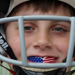 img 1 attached to 🦷 Oral Mart Adult Sports Mouth Guard - Premium USA Flag & Vampire Fangs design for Football, Boxing, Karate, Martial Arts, Rugby, MMA, Hockey - 13 Colors available with Vented Case Included