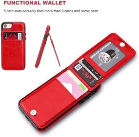 img 1 attached to 📱 KIHUWEY iPhone 7/8/SE Wallet Case | Premium Leather, Credit Card Holder, Kickstand, Red