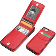 📱 kihuwey iphone 7/8/se wallet case | premium leather, credit card holder, kickstand, red logo