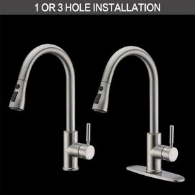 img 2 attached to 🚰 WEWE Brushed Nickel Pull Out Kitchen Faucet, High Arc Single Handle Stainless Steel Sink Faucet with Pull Down Sprayer