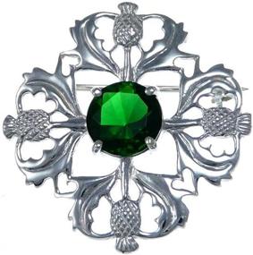 img 2 attached to Scottish Thistle Brooch with Sterling Silver and Green Stone - Scottish Pin