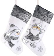 🎅 wewill classic christmas stockings set: santa and snowman xmas characters | 17 inch | style 5 | premium quality логотип