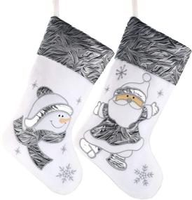 img 4 attached to 🎅 WEWILL Classic Christmas Stockings Set: Santa and Snowman Xmas Characters | 17 inch | Style 5 | Premium Quality