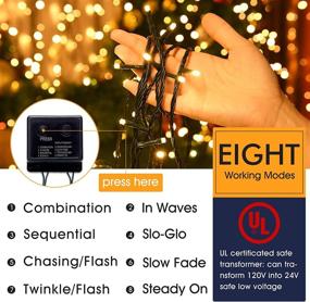 img 3 attached to 🎄 Bestalent Outdoor Christmas String Lights 300 LED 104ft UL 588 Safety Certified Indoor Mini Lights for Halloween Xmas Decoration in Warm White