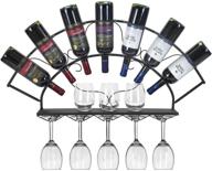 🍷 sorbus wall mounted wine bottle stemware glass rack in bordeaux chateau style - holds 7 bottles - elegant storage for kitchen, dining room, bar, or wine cellar (black) логотип