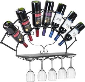 img 2 attached to 🍷 Sorbus Wall Mounted Wine Bottle Stemware Glass Rack in Bordeaux Chateau Style - Holds 7 Bottles - Elegant Storage for Kitchen, Dining Room, Bar, or Wine Cellar (Black)