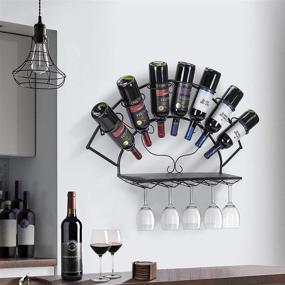 img 1 attached to 🍷 Sorbus Wall Mounted Wine Bottle Stemware Glass Rack in Bordeaux Chateau Style - Holds 7 Bottles - Elegant Storage for Kitchen, Dining Room, Bar, or Wine Cellar (Black)