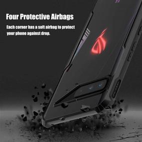 img 1 attached to 📱 ASUS ROG Phone 3 Case - Shockproof Armor Case with TPU Frame, Dust Cover, Clear PC Back, Air Trigger Compatible, and TG Screen Protector