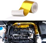 🔥 high-performance gold adhesive backed heat barrier tape - 5m roll (16.4ft) | glassfiber heat shield reflective tape wrap for car intake pipe, engine bay, and more logo