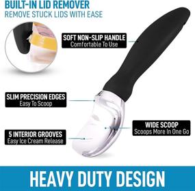 img 3 attached to 🍨 Zulay Ice Cream Scoop - Soft Easy Grip Handle - Scooper with Lid Opener - Heavy Duty Icecream Scoop - Non-Slip Handle - for Soft & Hard Ice Cream (Black)