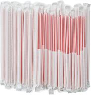 durahome classic red & white striped plastic straws - 1000 pack, bpa free disposable straight straws, 8 inch drinking straw, individually wrapped, restaurant style, bulk set logo