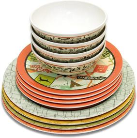 img 1 attached to 🏕️ Camp Casual (CC-001) 12-Piece Dish Set: Perfect Outdoor Tableware for Camping and More!