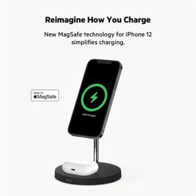 img 3 attached to 15W Fast Charging iPhone Charger Stand - Belkin MagSafe 2-in-1 Wireless Charger for iPhone 13, 12, Pro, Pro Max, Mini, AirPods