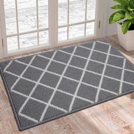 🚪 finchitty indoor door mat, non-slip absorbent entrance rug, resistant to dirt, durable machine washable entryway rugs, low-profile inside floor doormat, 20&#34; x 32&#34;, grey logo