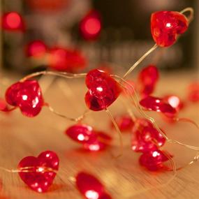 img 4 attached to Valentines Day Decor String Lights Red Love Heart Shape Twinkle Fairy Lights 10FT 40LEDs Holiday Lighting Decoration With Remote Control And Battery Box For DIY Wedding Indoor Outdoor Party