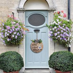 img 1 attached to 🏡 Gnome Wreath Sign with LED Lights: Deluxe Interchangeable Gnome Welcome Decoration for Front Doors - 12 Inch Wooden Gnome Door Hanger - Rustic Wall Hanging Gnome Decor with Brilliant LED Lighting