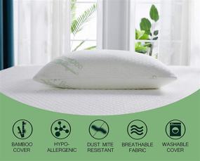 img 3 attached to Bamboo Shredded Memory Foam Bed Pillow - Cooling Removable Cover with Zipper - Breathable case - Ideal for Side Sleepers - Queen Size (1-Pack)
