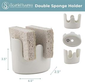 img 3 attached to 🧼 ScarlettWare Double Ceramic White Sponge Holder for Two Sponges - Kitchen Sink Essential
