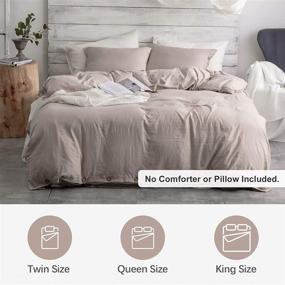 img 3 attached to 🛏️ Argstar 3-Piece Queen Button Duvet Cover Set: Soft Khaki Bedding Set with Easy Care, Button Closure & Ties – Includes 1 Tan Duvet Cover & 2 Pillowcases
