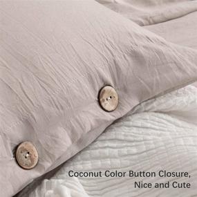 img 1 attached to 🛏️ Argstar 3-Piece Queen Button Duvet Cover Set: Soft Khaki Bedding Set with Easy Care, Button Closure & Ties – Includes 1 Tan Duvet Cover & 2 Pillowcases